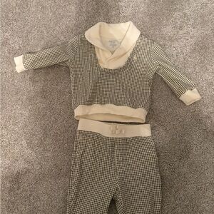 Ralph Lauren Cream and Black Houndstooth Baby Outfit